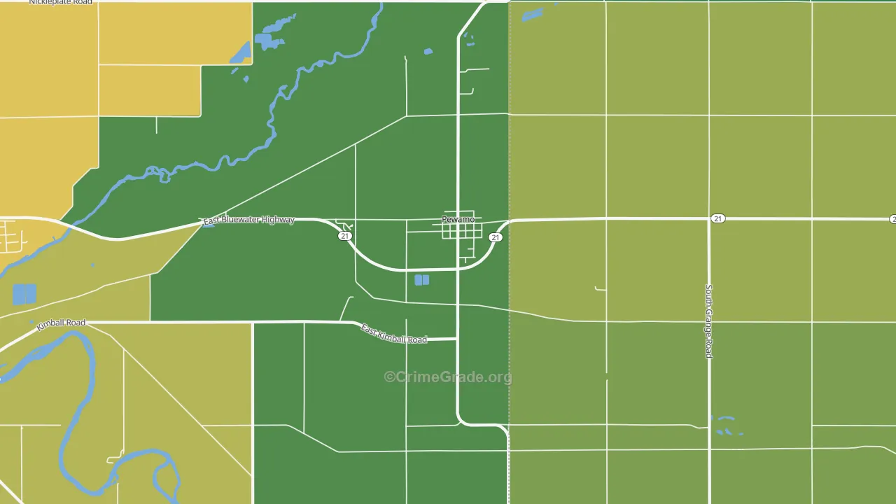 Pewamo, MI Map of Vandalism Rates