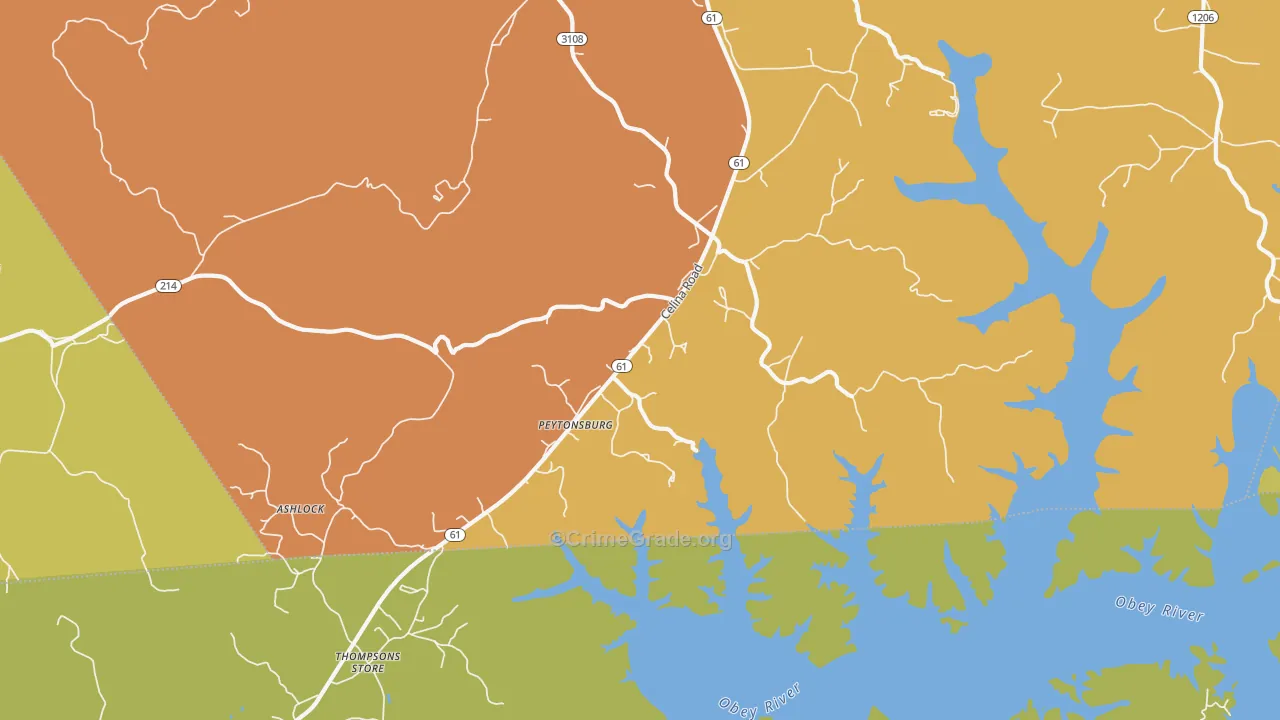 Peytonsburg, KY Map of Vandalism Rates