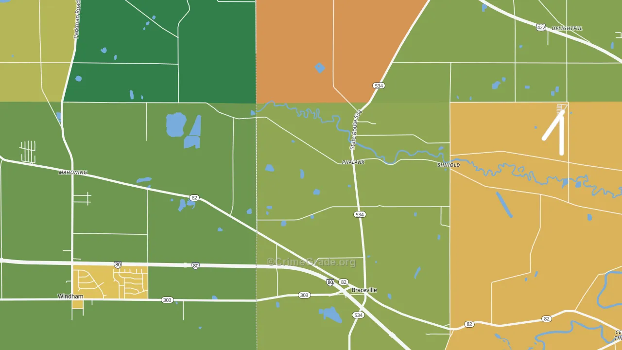 Phalanx, OH Map of Vandalism Rates