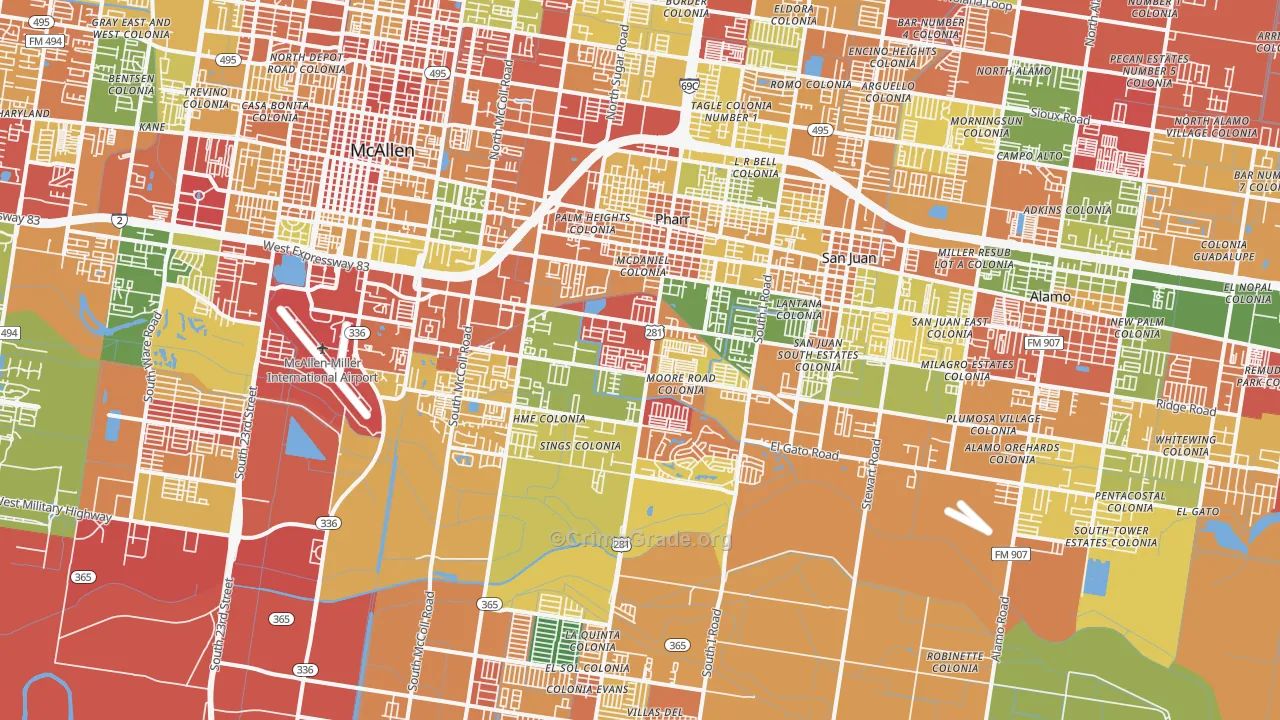 Pharr, TX Map of Vandalism Rates