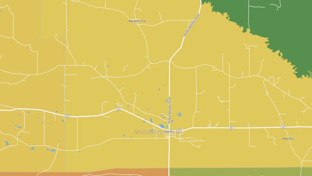 Pheba, MS Map of Vandalism Rates