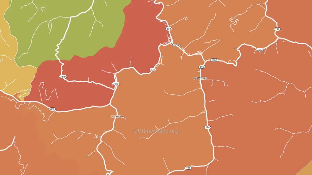 Phelps, KY Map of Vandalism Rates