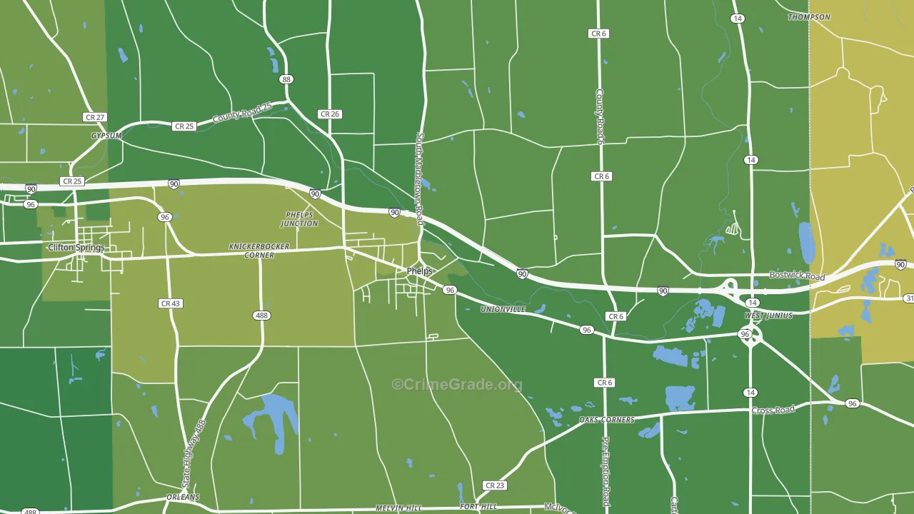 Phelps, NY Map of Vandalism Rates