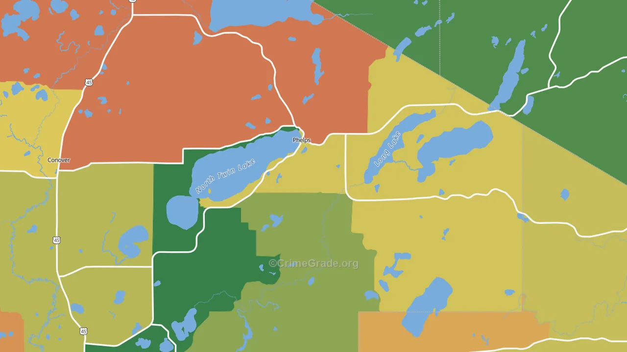 Phelps, WI Map of Vandalism Rates