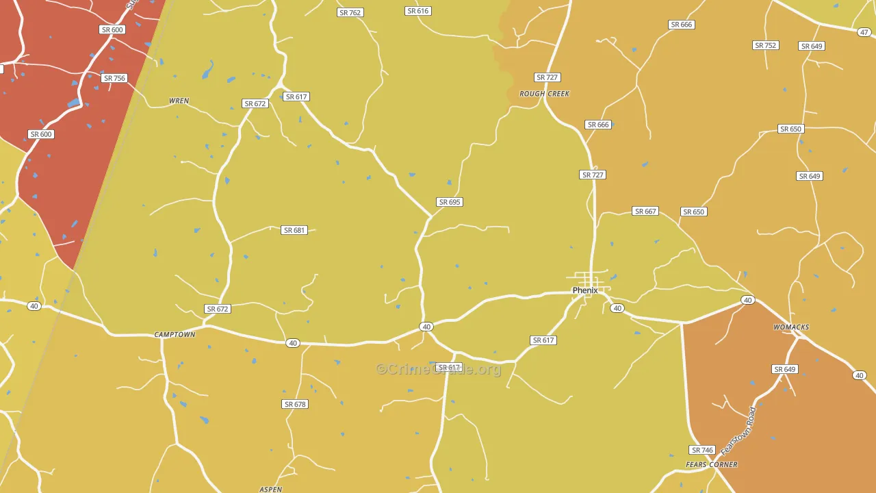 Phenix, VA Map of Vandalism Rates