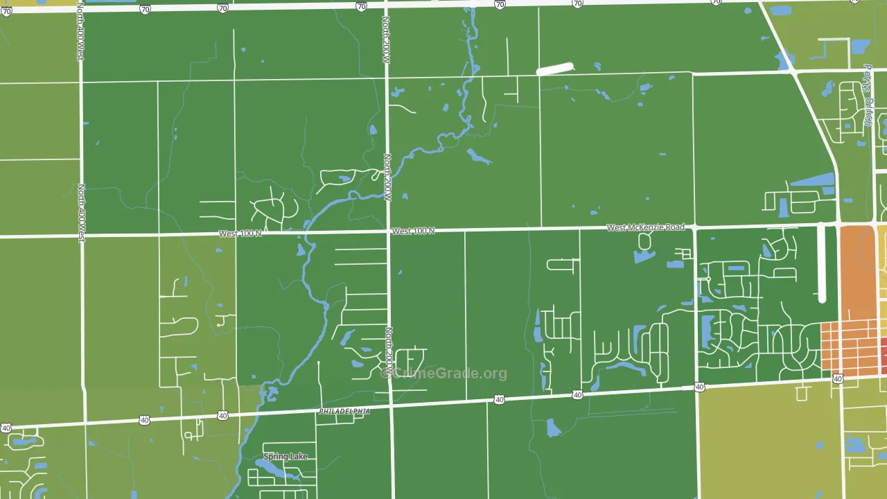 Philadelphia, IN Map of Vandalism Rates