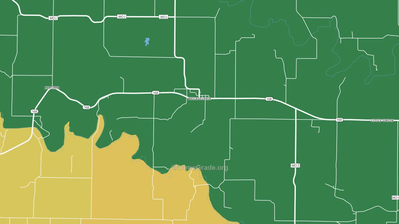 Philadelphia, MO Map of Vandalism Rates