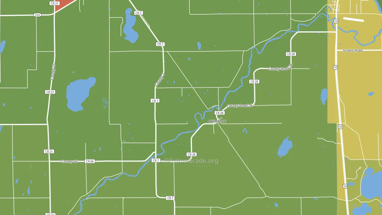 Philbrook, MN Map of Vandalism Rates