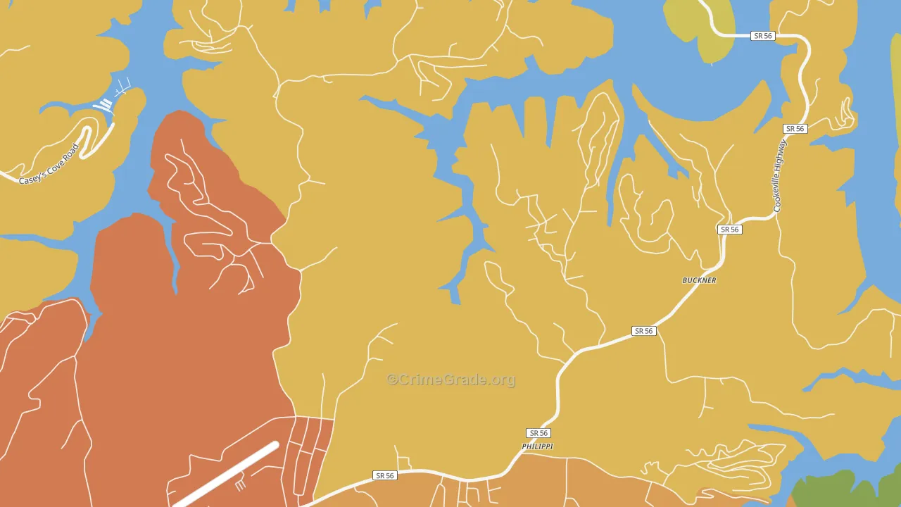 Philippi, TN Map of Vandalism Rates
