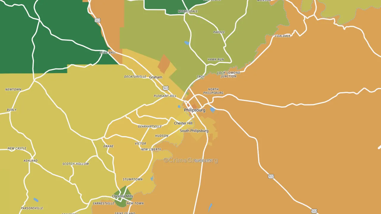 Philipsburg, PA Map of Vandalism Rates