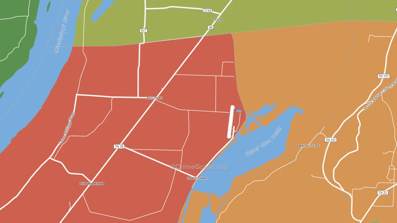 Phillippy, TN Map of Vandalism Rates