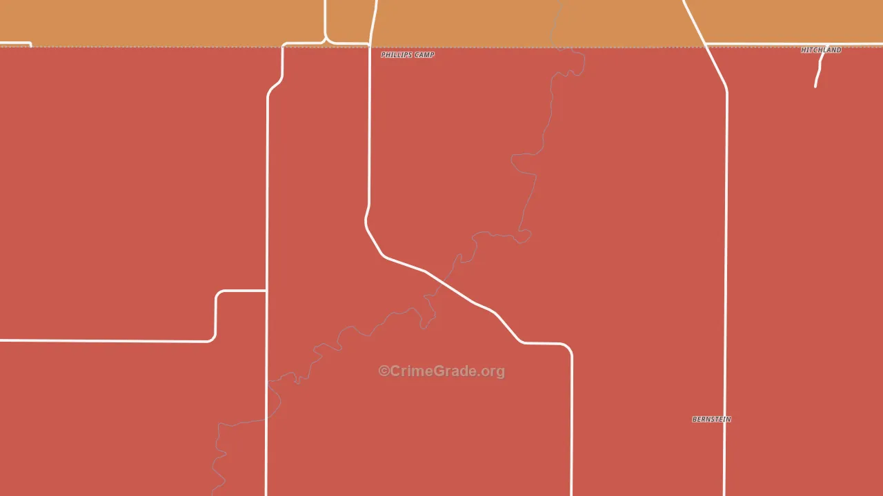 Phillips Camp, TX Map of Vandalism Rates