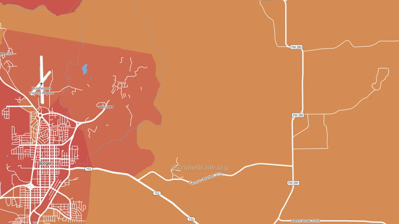 Phillips, TX Map of Vandalism Rates