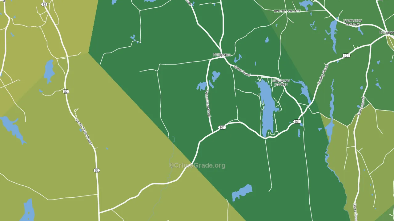 Phillipston, MA Map of Vandalism Rates