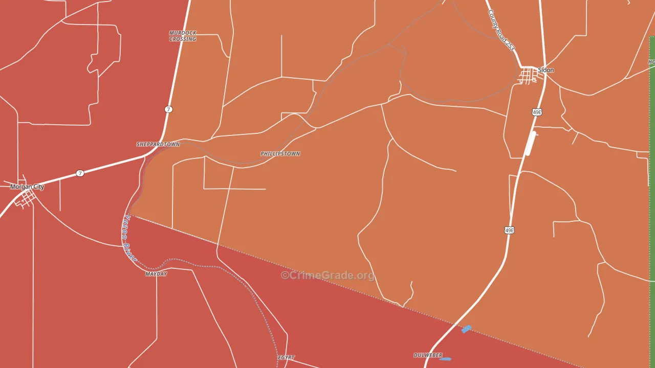 Phillipstown, MS Map of Vandalism Rates