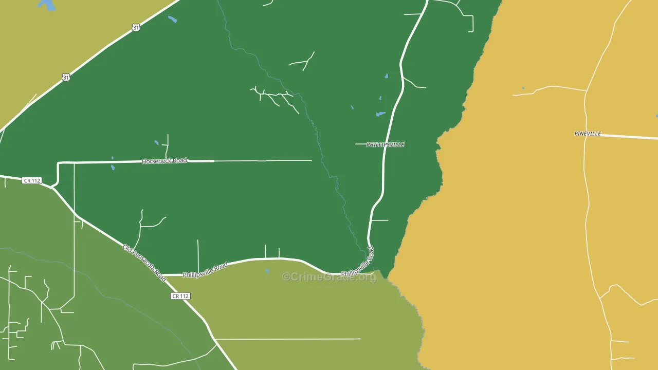 Phillipsville, AL Map of Vandalism Rates