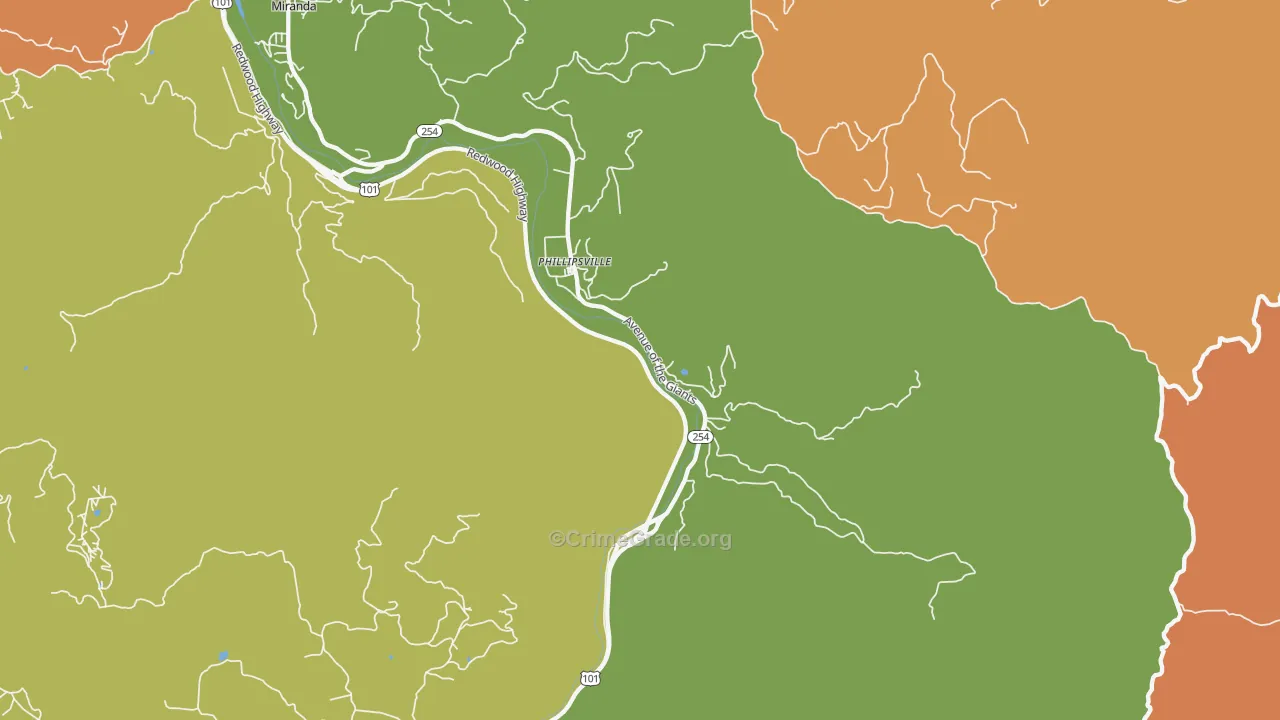 Phillipsville, CA Map of Vandalism Rates