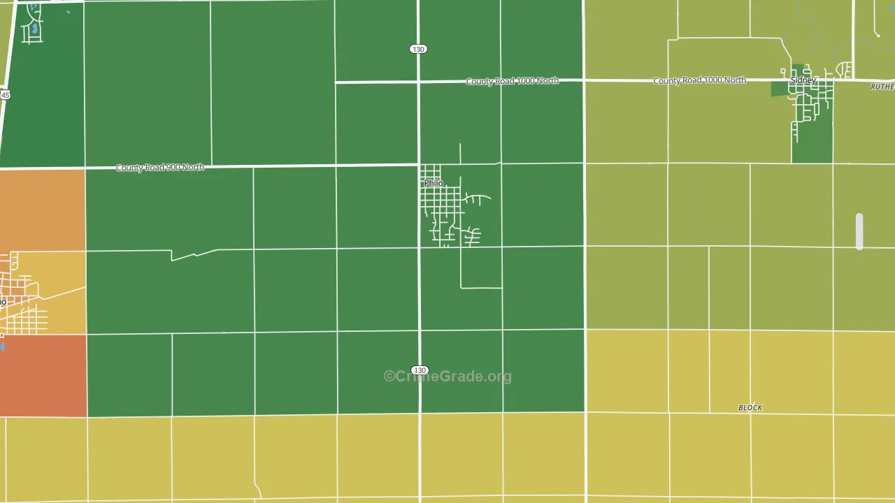 Philo, IL Map of Vandalism Rates