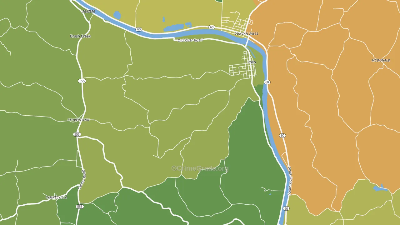 Philo, OH Map of Vandalism Rates