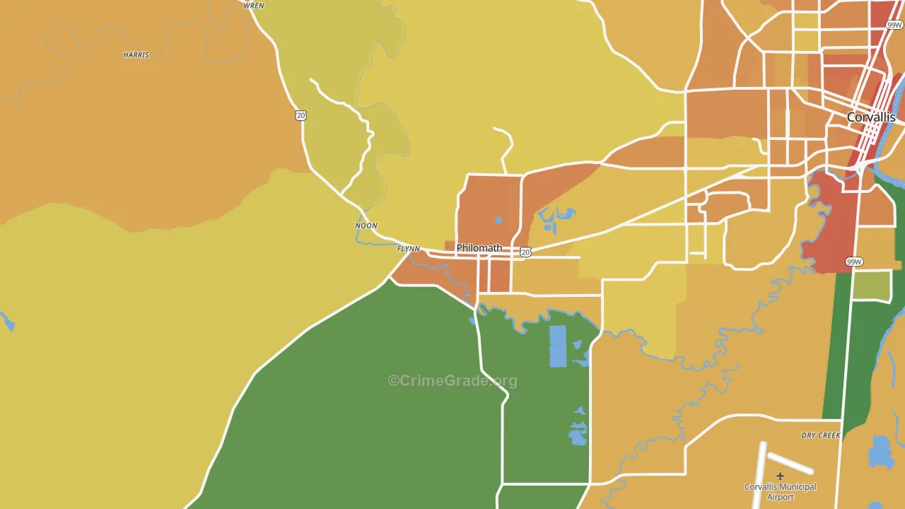 Philomath, OR Map of Vandalism Rates