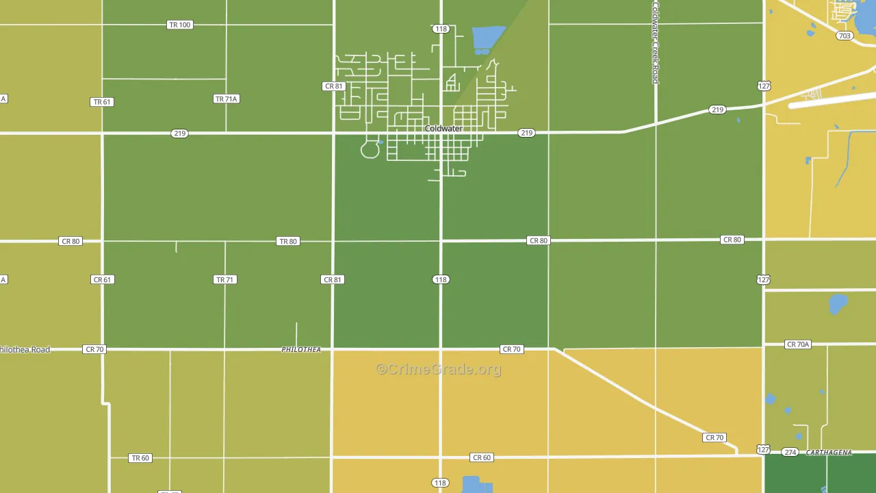 Philothea, OH Map of Vandalism Rates