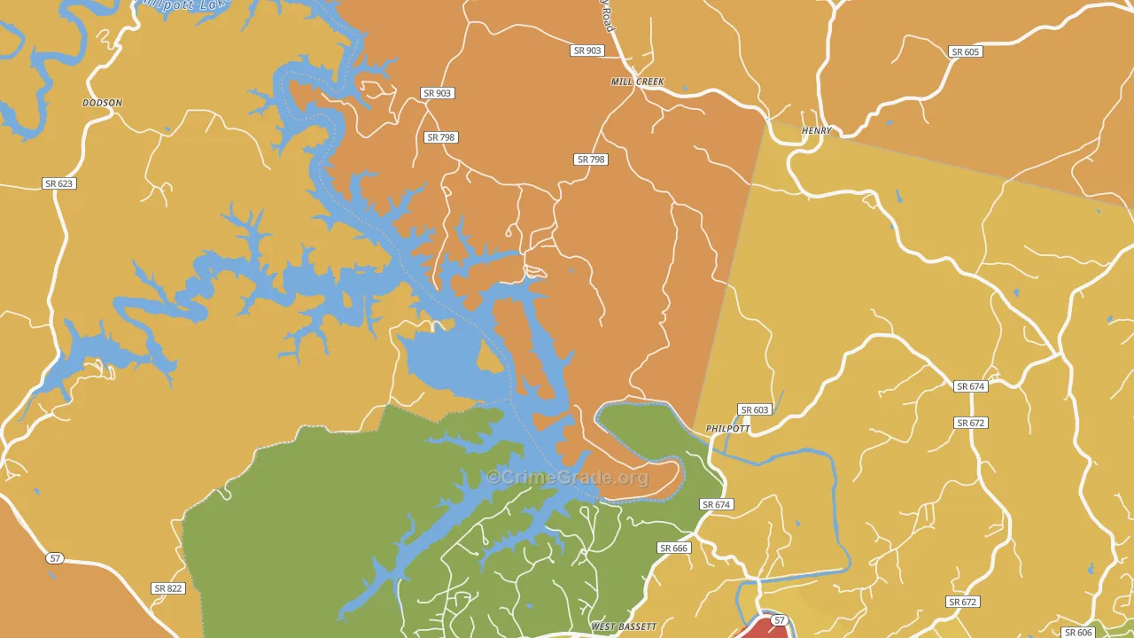 Philpott, VA Map of Vandalism Rates