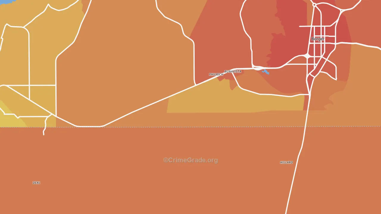 Philrich, TX Map of Vandalism Rates