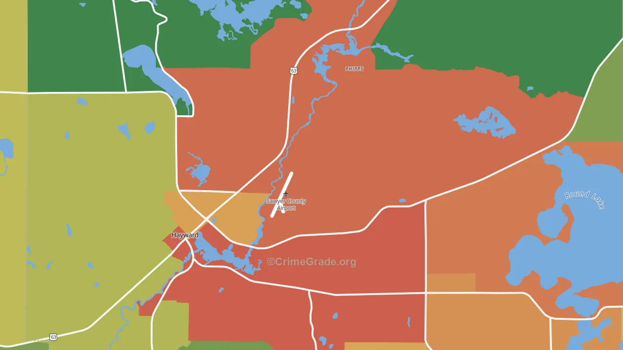 Phipps, WI Map of Vandalism Rates