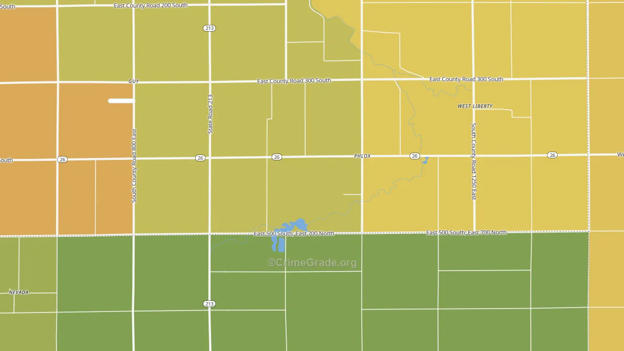 Phlox, IN Map of Vandalism Rates