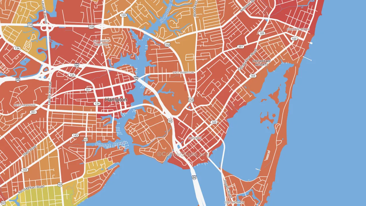 Phoebus, Hampton, VA Map of Vandalism Rates