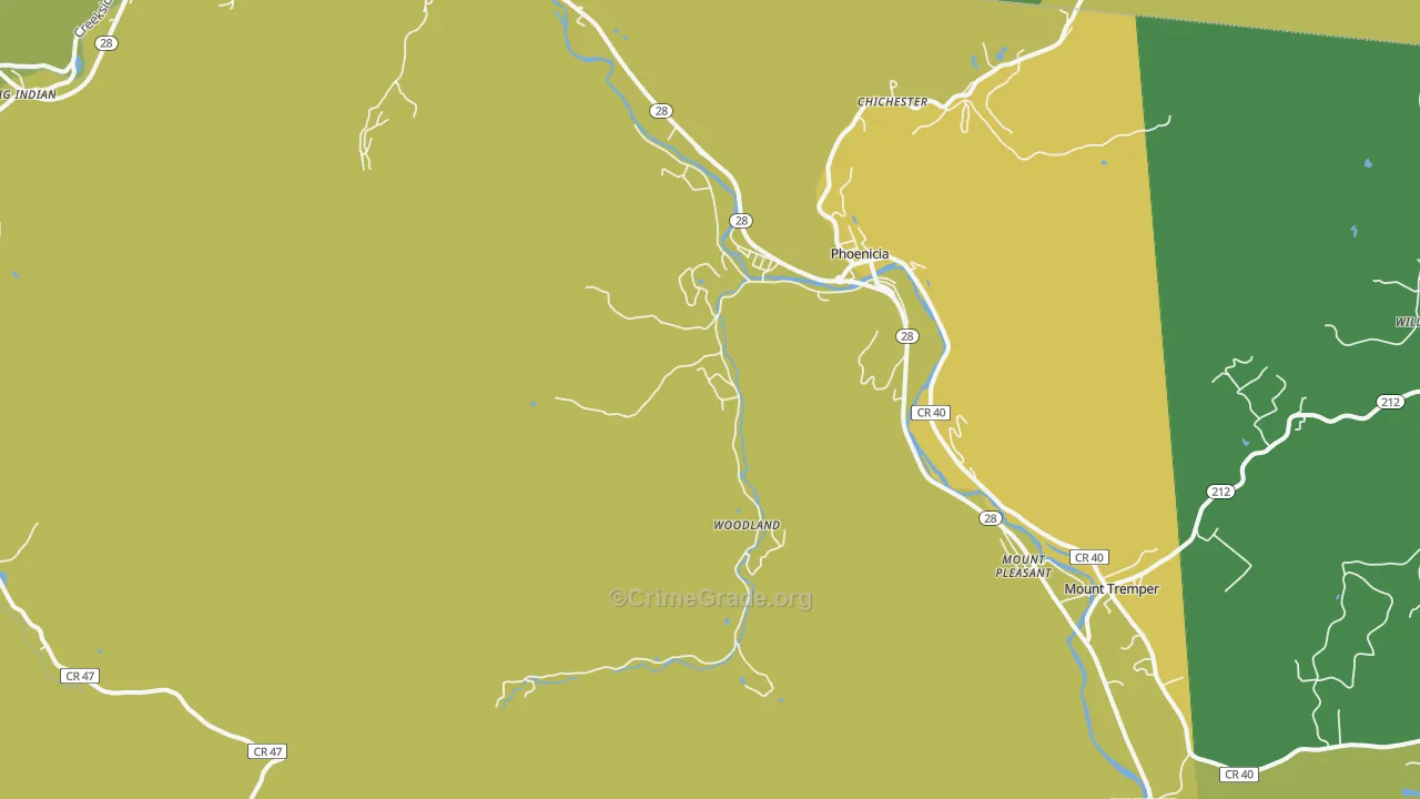 Phoenicia, NY Map of Vandalism Rates