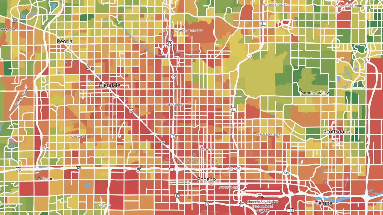 Phoenix, AZ Map of Vandalism Rates