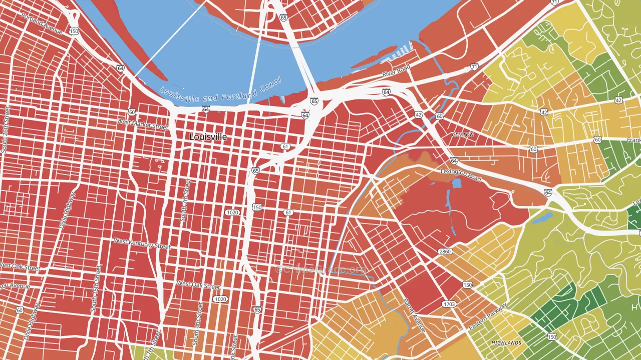 Phoenix Hill, Louisville, KY Map of Vandalism Rates