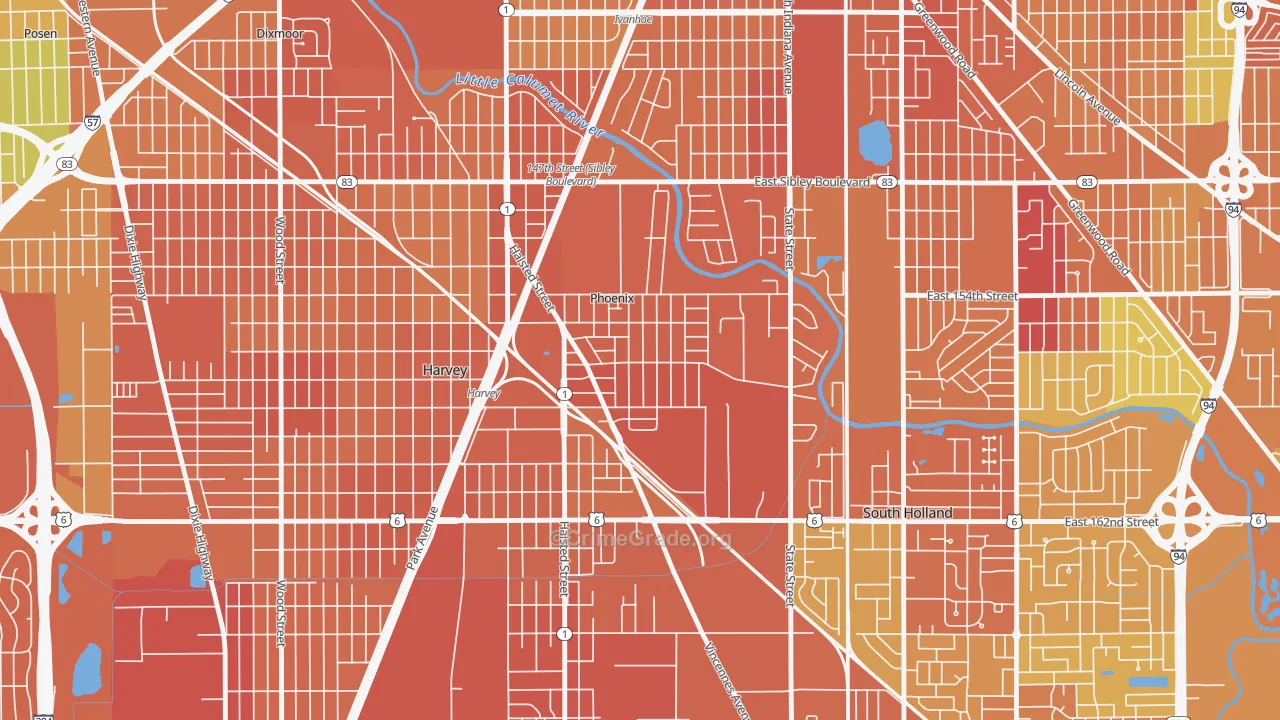 Phoenix, IL Map of Vandalism Rates