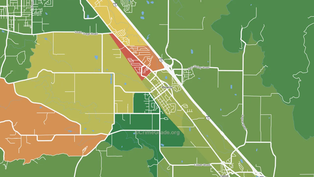 Phoenix, OR Map of Vandalism Rates