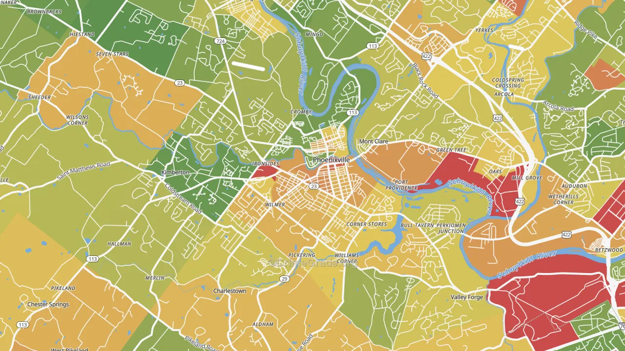 Phoenixville, PA Map of Vandalism Rates