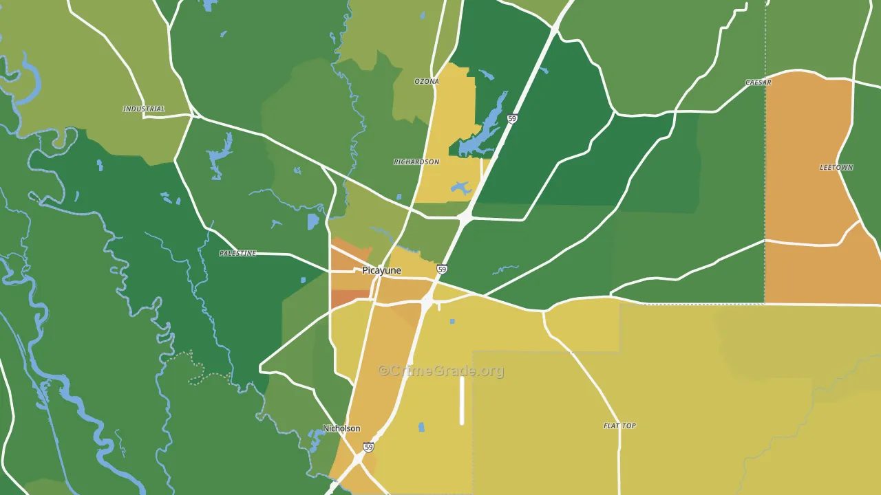 Picayune, MS Map of Vandalism Rates