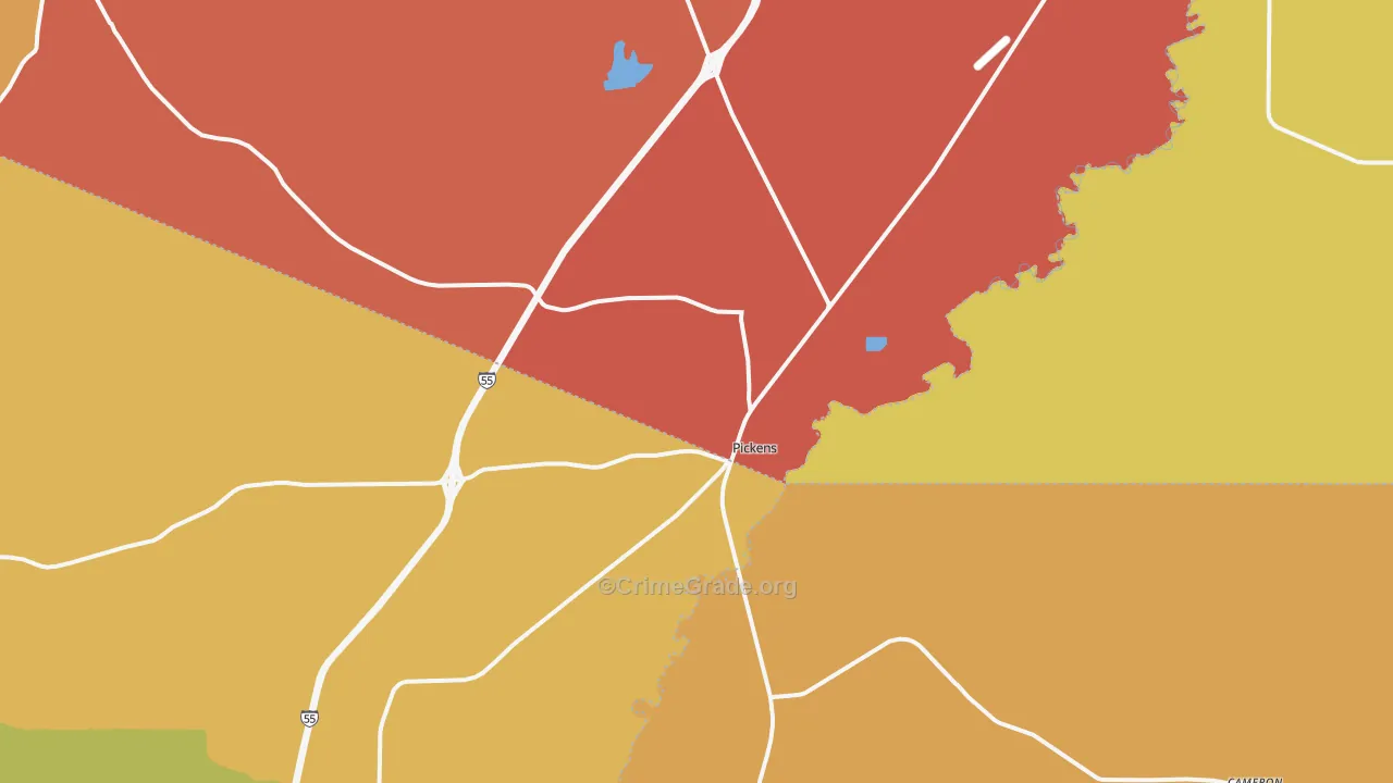 Pickens, MS Map of Vandalism Rates
