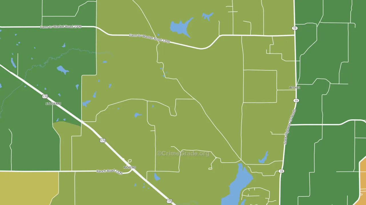 Pickens, TX Map of Vandalism Rates