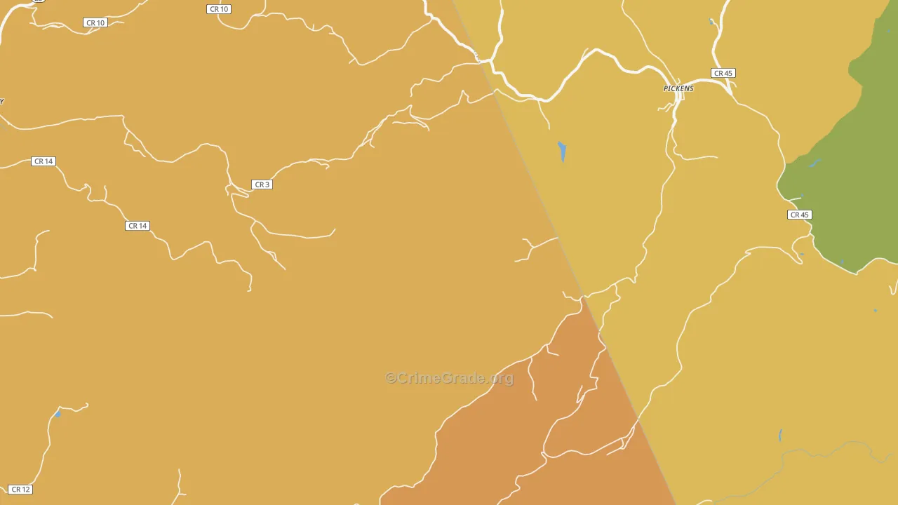 Pickens, WV Map of Vandalism Rates