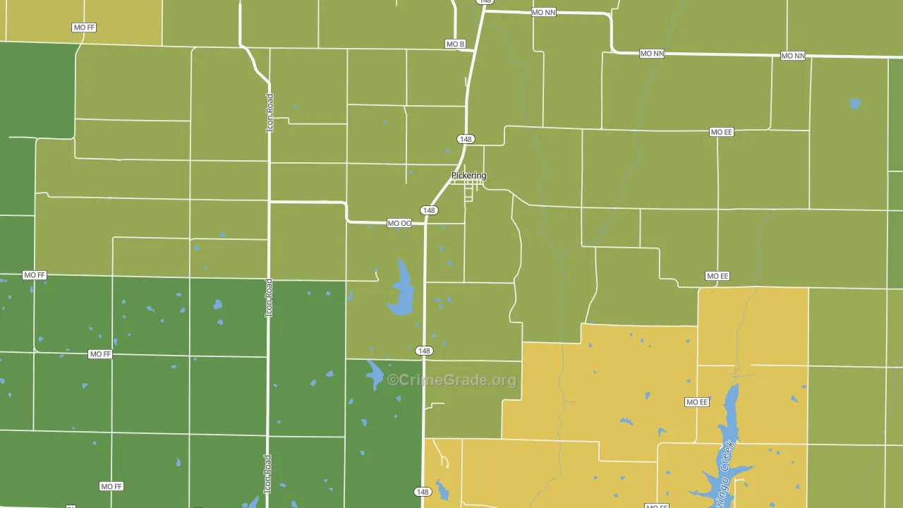 Pickering, MO Map of Vandalism Rates