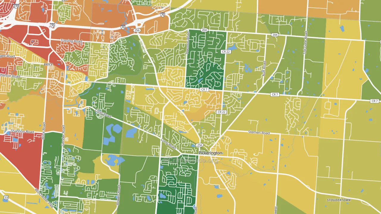 Pickerington, OH Map of Vandalism Rates