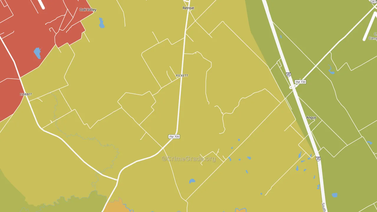 Pickett, TX Map of Vandalism Rates