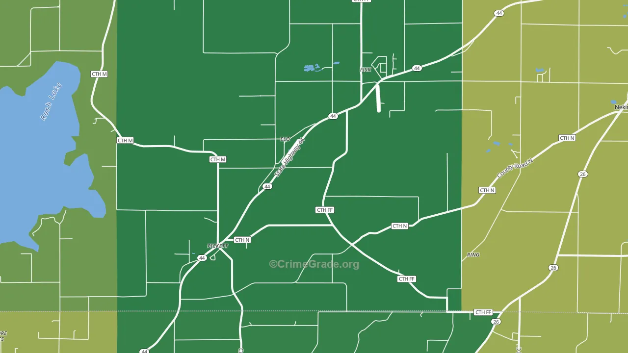Pickett, WI Map of Vandalism Rates