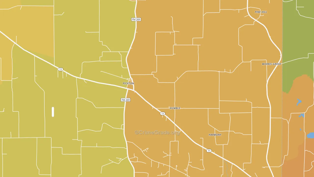 Pickton, TX Map of Vandalism Rates