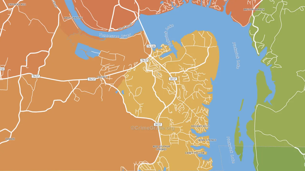 Pickwick Dam, TN Map of Vandalism Rates