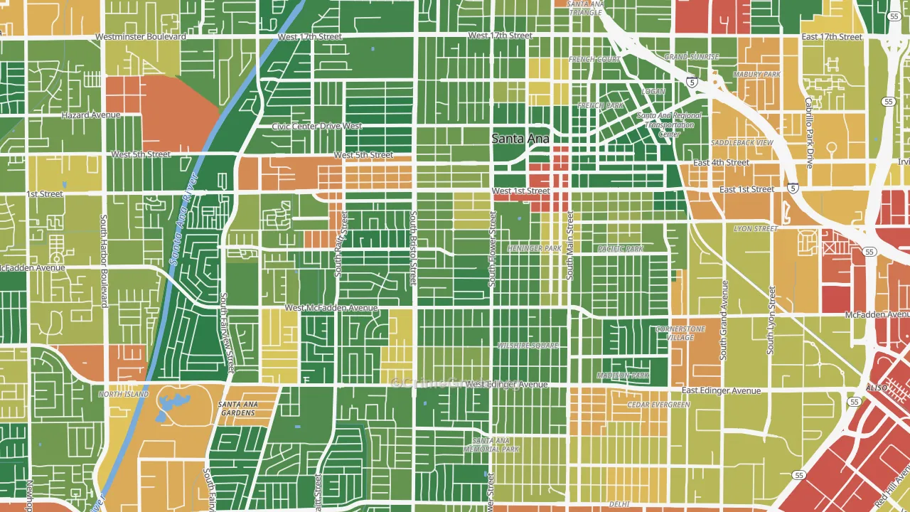 Pico-Lowell, Santa Ana, CA Map of Vandalism Rates