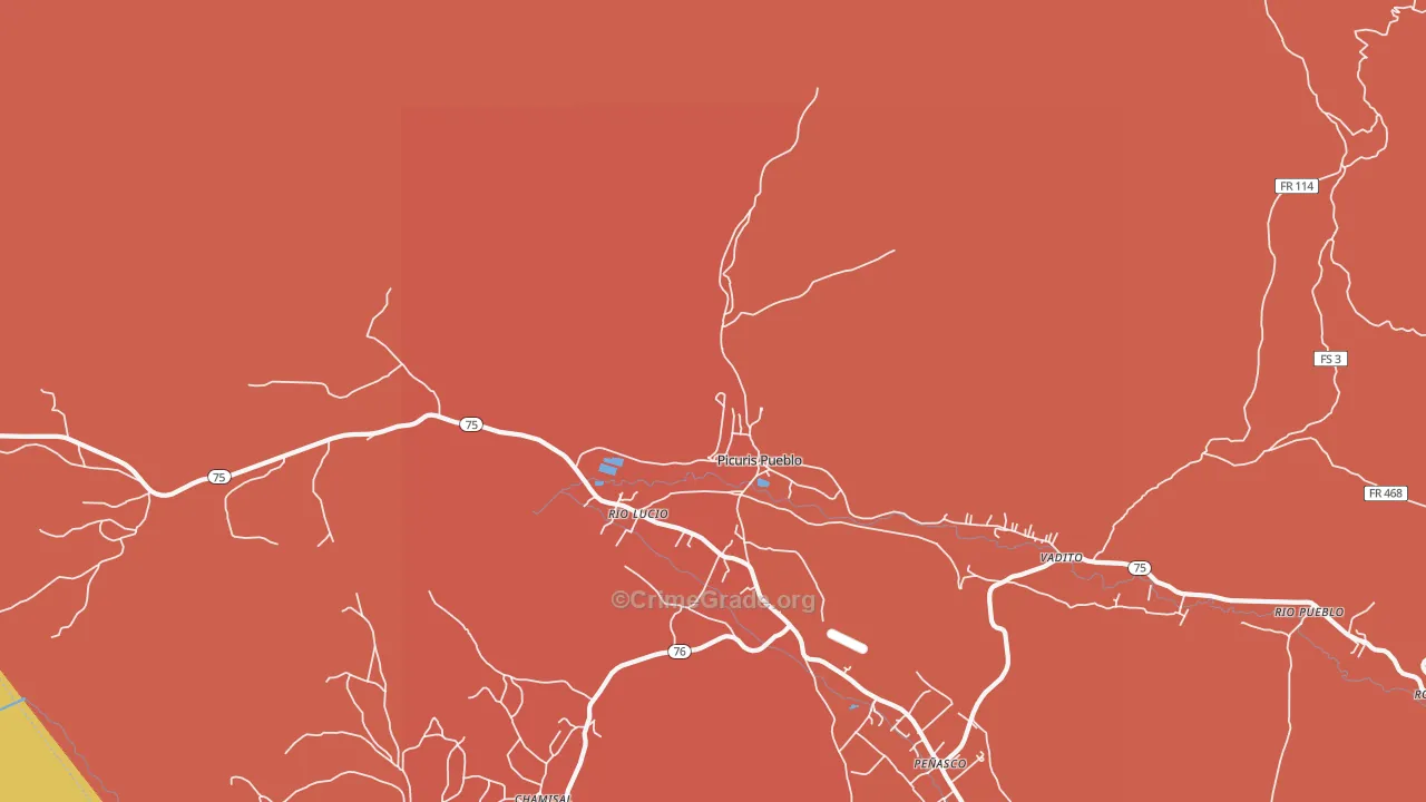 Picuris Pueblo, NM Map of Vandalism Rates