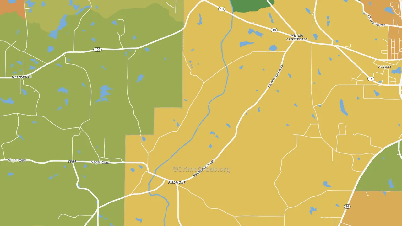 Piedmont, GA Map of Vandalism Rates