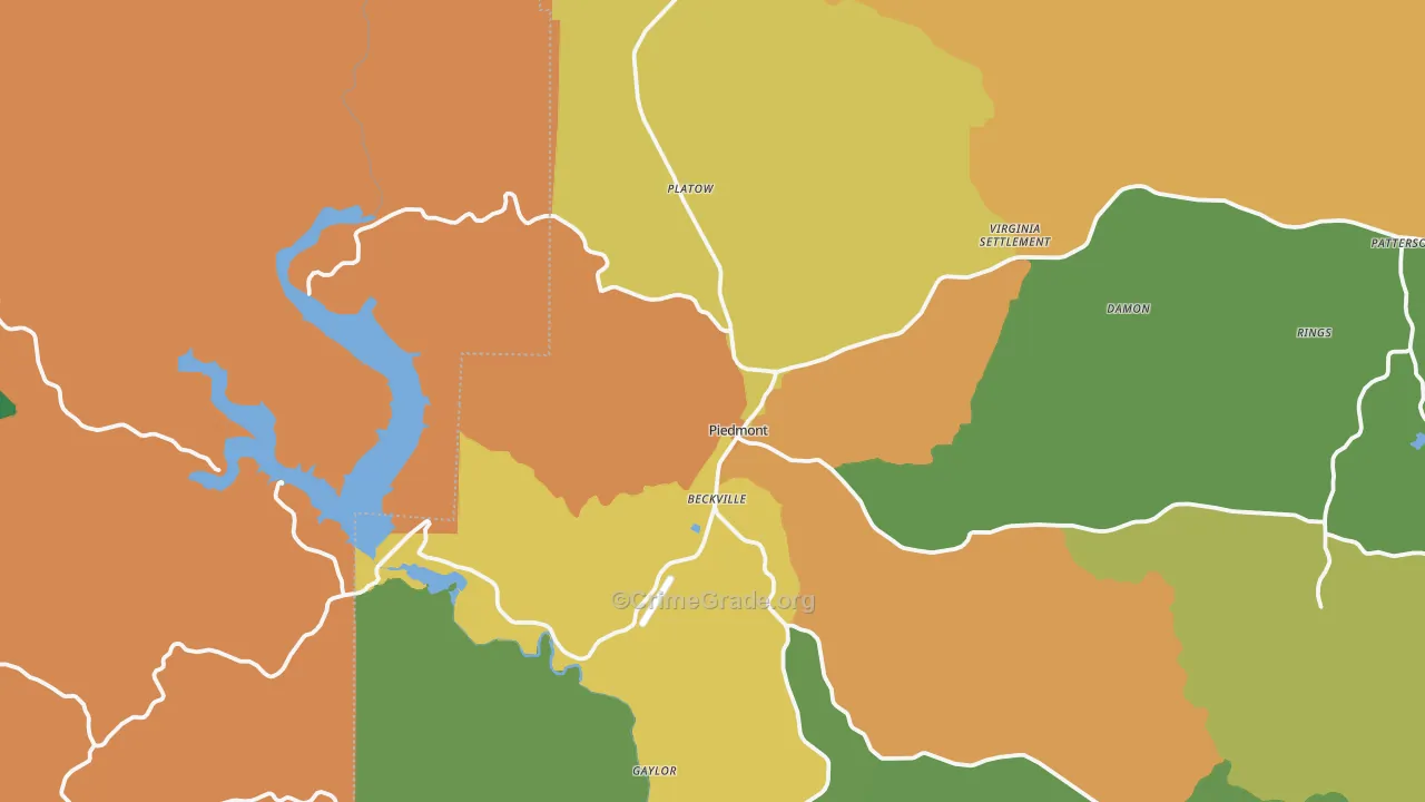 Piedmont, MO Map of Vandalism Rates